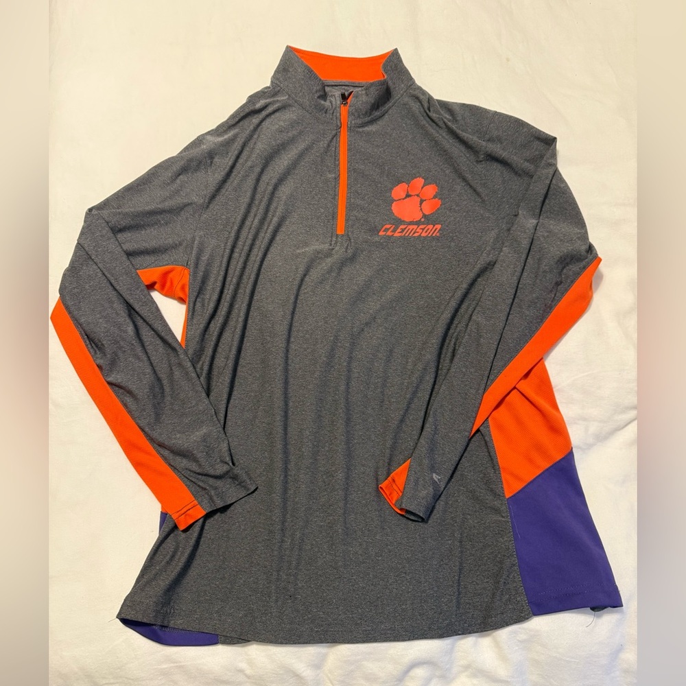 Clemson Colosseum Gray and Orange Quarter-Zip Pullover